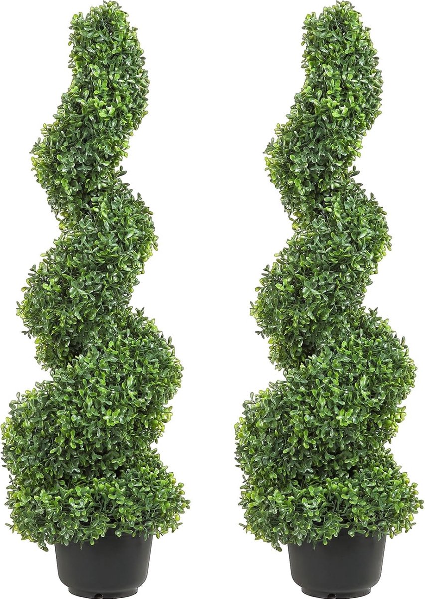 Goodivery ® Kunstige Spiraalvormige Buxus Topiary Plant Set van Twee voor Binnen en Buiten Gebruik