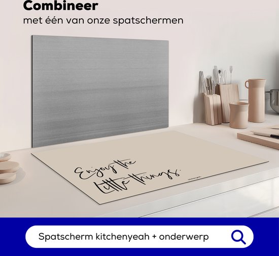 KitchenYeah® Protection plaque induction 90x60 cm - Beige - Citation - Appréciez les petites choses - Protege plaque de cuisson - Couvre plaque induction - Protecteur d'induction - Cuisine