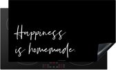 KitchenYeah® Inductie beschermer 91.2x52 cm - Zwart - Quote - Happiness is homemade - Kookplaataccessoires - Afdekplaat voor kookplaat - Inductiebeschermer - Inductiemat - Inductieplaat mat - Keuken decoratie