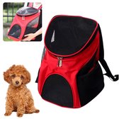 Cheqo® Sac à dos pour chien - Sac de voyage pour chat - Sac de transport Animaux - Sac de transport pour animaux - Sac pour chien - Rouge - Pour Chiens et Chats jusqu'à 10 kg