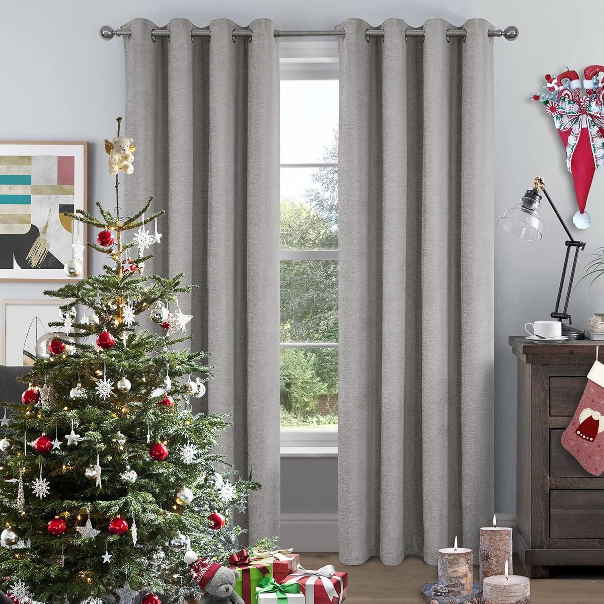 Goodivery ® Gordijnen Met Verduisterende Chenille Stof Voor Slaapkamer En Woonkamer Met Oogjes 245 x 140 cm