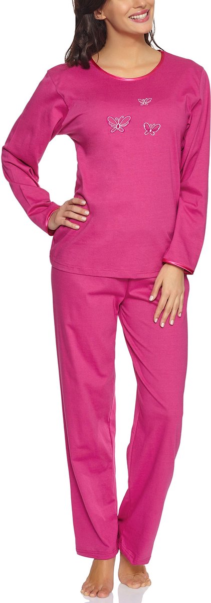 Merry Style Dames Pyjama - Lange mouwen - Lange broek - Katoen - MS-DR-Malwa-PJ - Amarant (Lange mouwen) - L