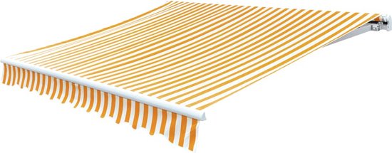 vidaXL Luifeldoek - Zonneblind - Luifeldoek 6x3 m canvas zonnebloemgeel en wit - Buitendecoratie - Tuindeco - Parasol