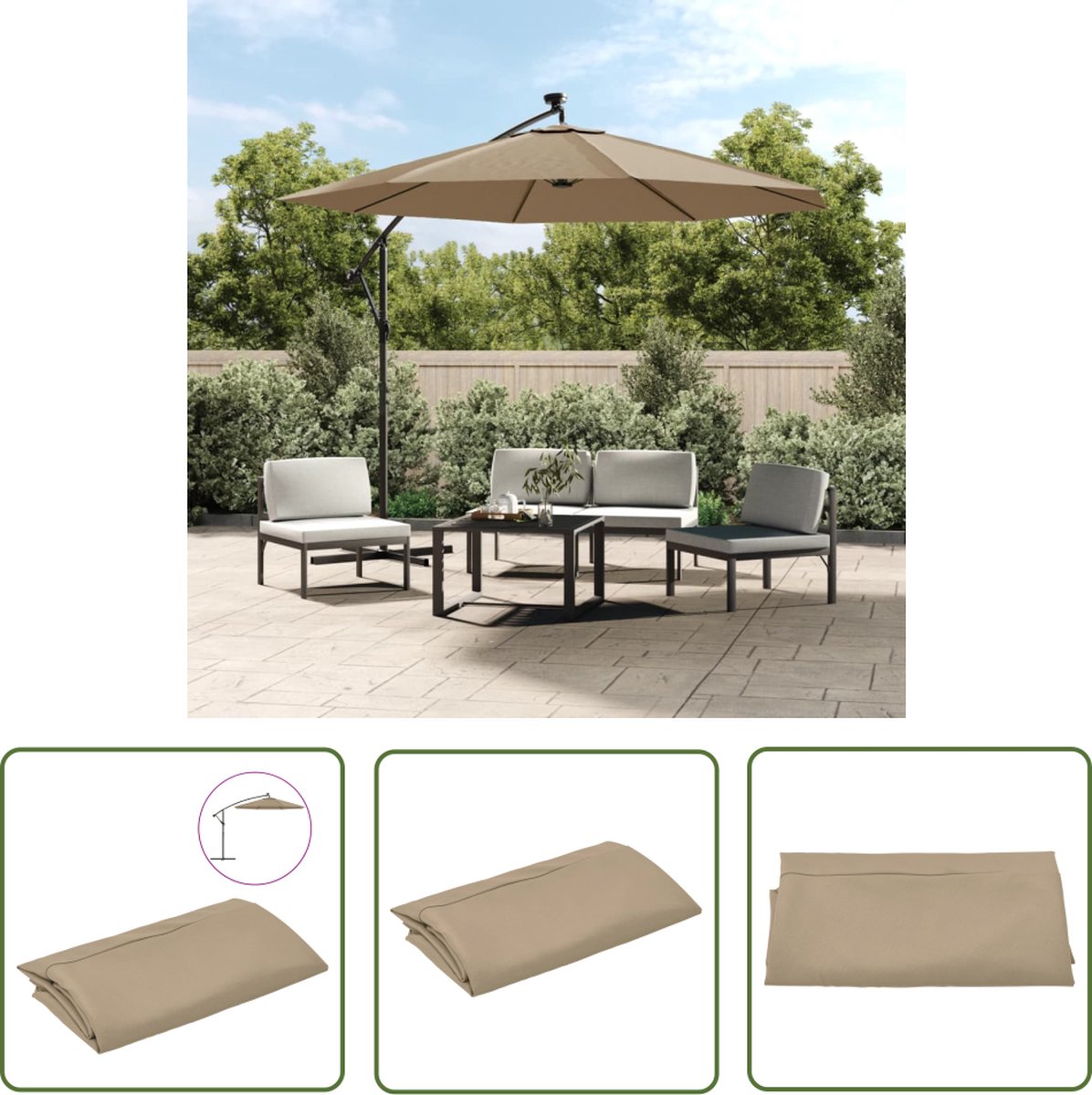 vidaXL Parasoldoek - Voor zweefparasols - 300 cm - UV-beschermend polyester