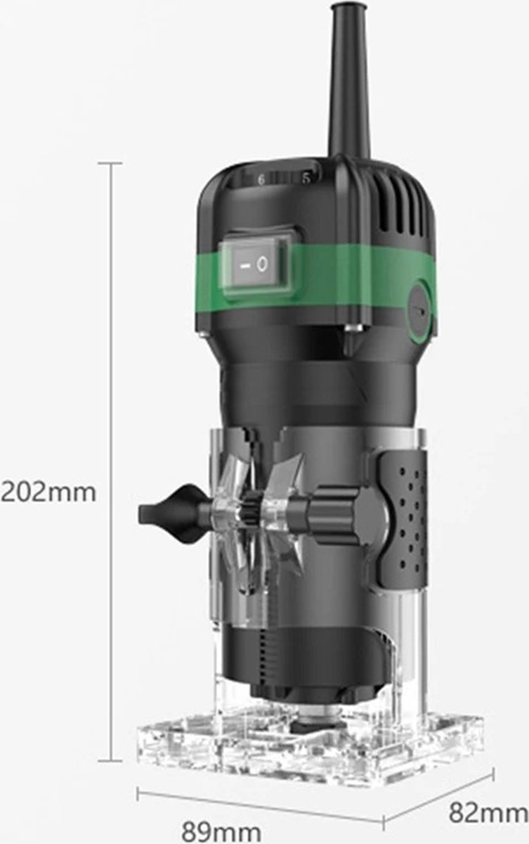 Elektrische hout zaag - Hout Trimmer - Freezer - Hout Frees - Graveren - Houtbewerking - Kunststof Bewerking - 6 Taps - 800W - 33000Rpm - Elektrisch Gereedschap - Versterkt model - Aanpasbare lengte - Super nauwkeurig - 6 snelheden