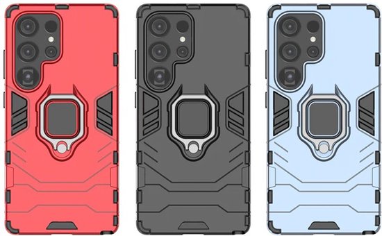 Coque pour Samsung Galaxy S25 Ultra - MobyDefend Double Couche Armure avec Support - Rouge - Étui pour Téléphone Portable - Étui de Téléphone Convient pour : Samsung Galaxy S25 Ultra