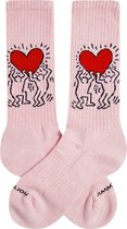 Jimmy Lion chaussettes coeur athlétique rose (Keith Haring) - 36-40