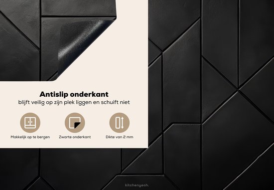 KitchenYeah® Protection plaque induction 75x52 cm - Noir - Géométrique - Carreaux - Protege plaque de cuisson - Couvre plaque induction - Protecteur d'induction - Cuisine