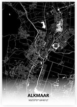 Alkmaar plattegrond - A3 poster - Zwarte stijl