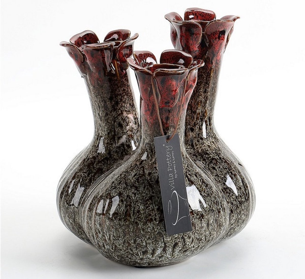 Villa Pottery Zwarte Vaas Quito 17x17x20 Hoog rood