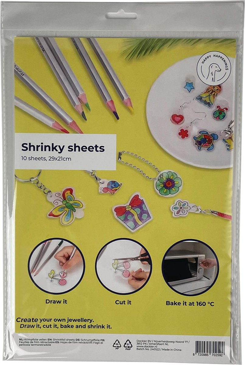 Krimpfolie vellen - 10 Stuks - krimpie dinkie - Sieraden maken - Knutselen - Sleutelhanger - Voor volwassenen & kinderen — afbeelding 2