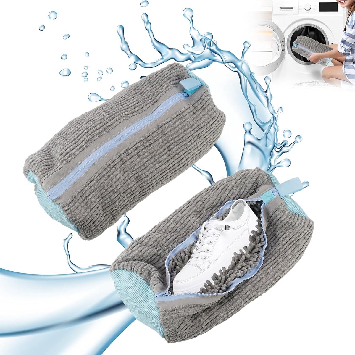 Goedkoopste Goodivery ® Zachte Waszakken voor Schoenen, Set van 2, Beschermende Wasnetten met Rits voor Sportschoenen en Sokken