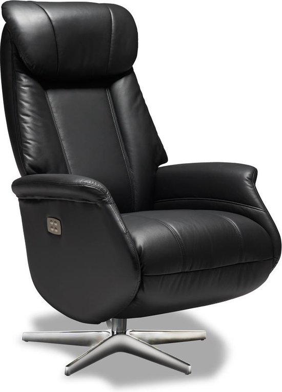 vanavond Intuïtie dikte Brack stoel luxe verstelbare relaxfauteuil met motor echt leder zwart. |  bol.com