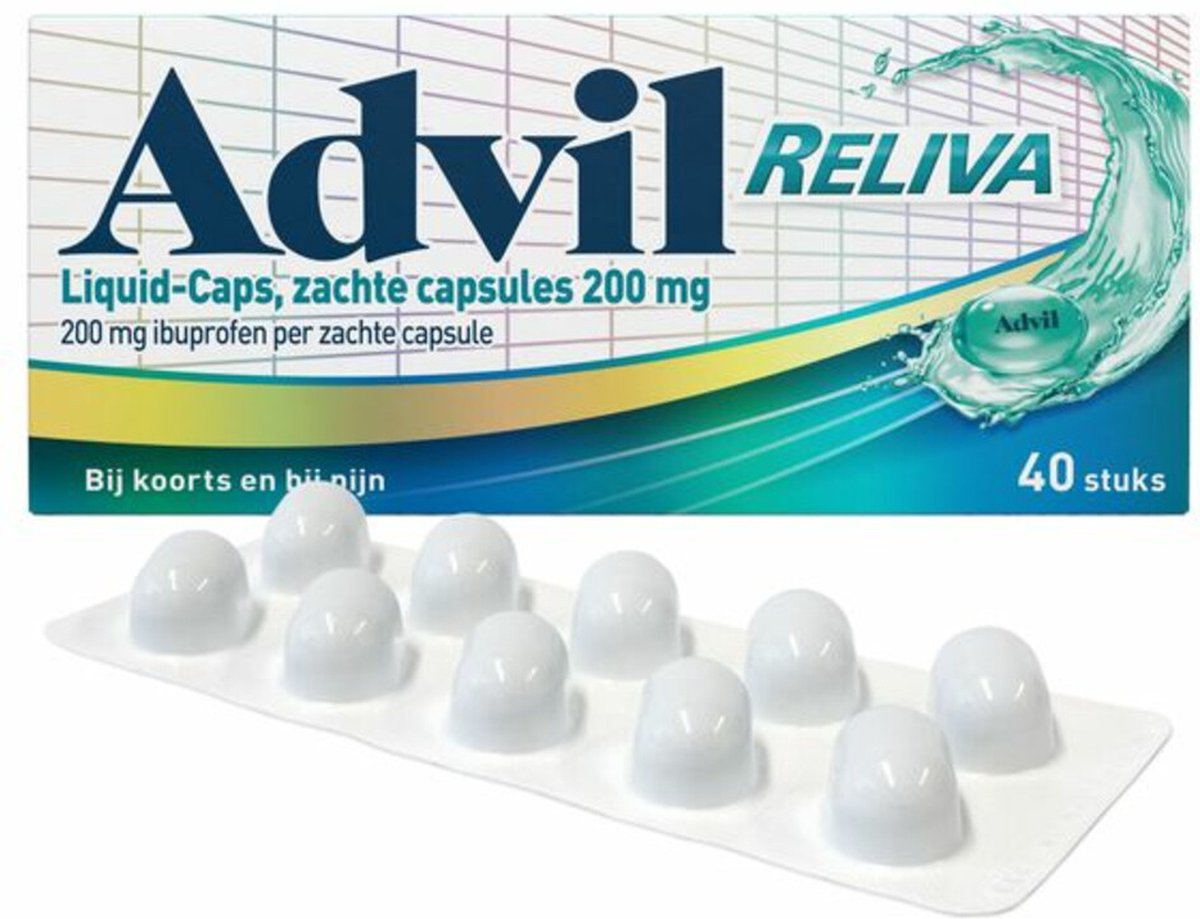 Goedkoopste Advil Reliva Liquid Caps 200mg - 1 x 40 capsules