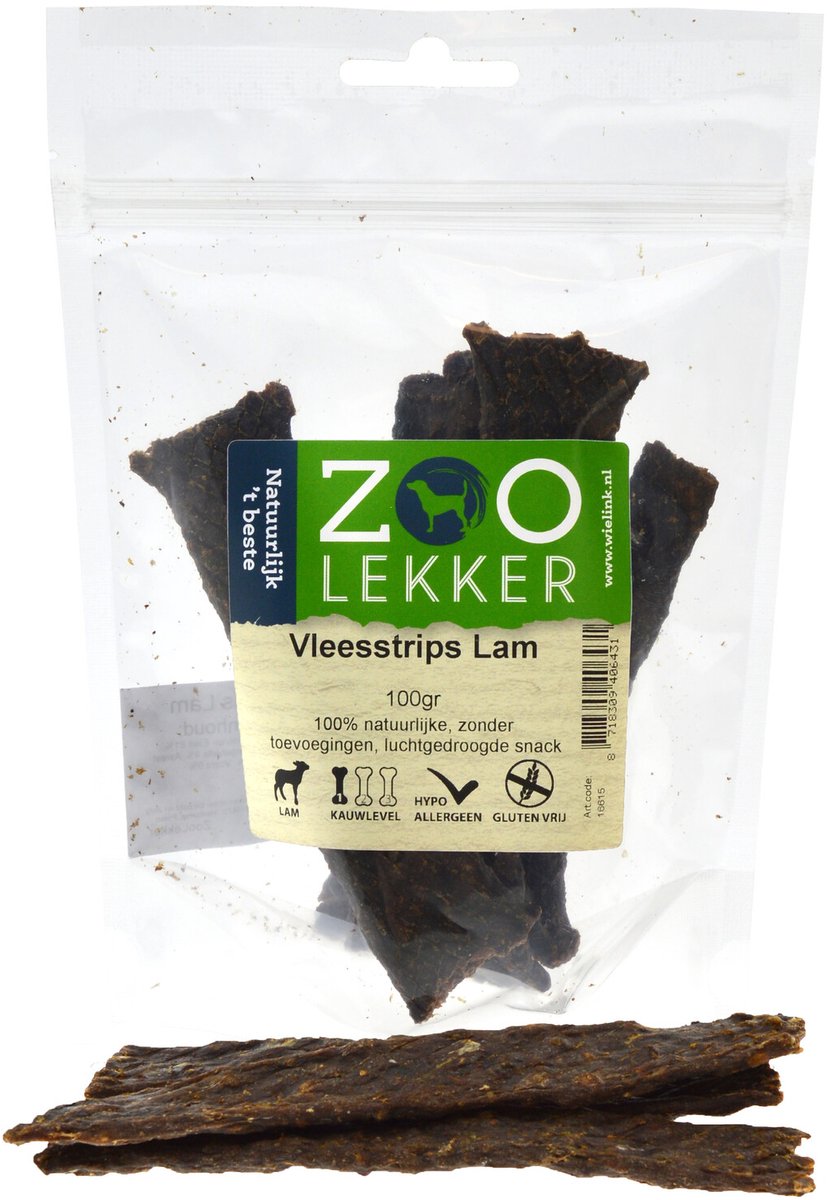 Zoolekker Vleesstrips - hondensnack - Lam - 100 gram