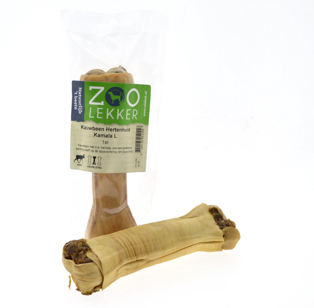 Zoolekker Kauwbeen - hondensnack - Hertenhuid Kamala Large