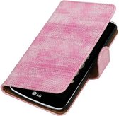Mobieletelefoonhoesje.nl - LG K5 Hoesje Hagedis Bookstyle Roze