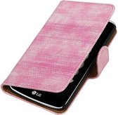 Hagedis Bookstyle Wallet Case Hoesjes Geschikt voor LG K5 Roze