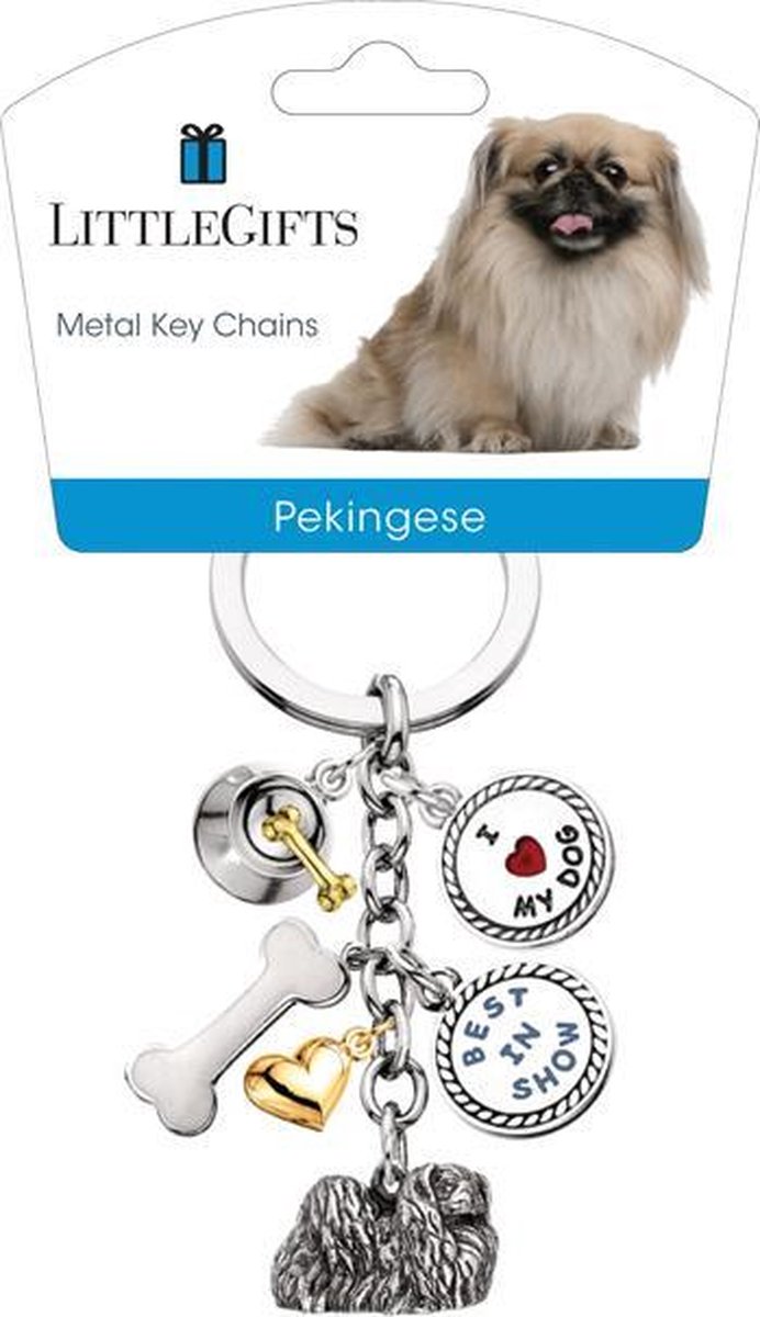 Little Gifts sleutelhanger Pekinees zilverkleurig