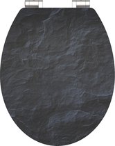 SCHÜTTE WC-Bril 80535 BLACK STONE - High Gloss - MDF-Hout - Soft Close - Verchroomde Scharnieren - Decor - 1-zijdige Print
