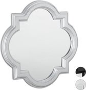 Relaxdays spiegel nostalgie - wandspiegel - met spiegelrand - vintage - kunststof lijst - zilver