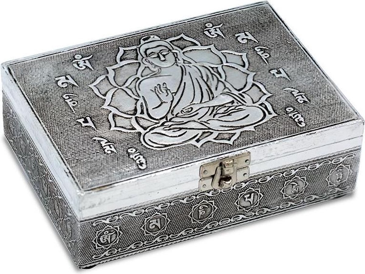 Tarot of sieradendoos Boeddha - 15x10 - Metaal - Hout - M