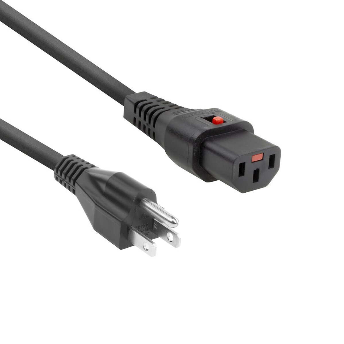 ACT Netsnoer USA male - C13 IEC Lock zwart 2 m, PC1063, 5-Pack
