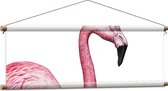 Textielposter - Tekening van een Roze Flamingo - 90x30 cm Foto op Textiel