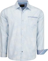 PME Legend - Heren Overhemden Stripe Large Leaf Jacquard Adley - Blauw - Maat XXL