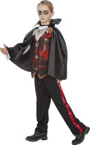 Wilbers - Vampier & Dracula Kostuum - Dracula Zuigbloed - Jongen - rood,zwart - Maat 128 - Halloween - Verkleedkleding