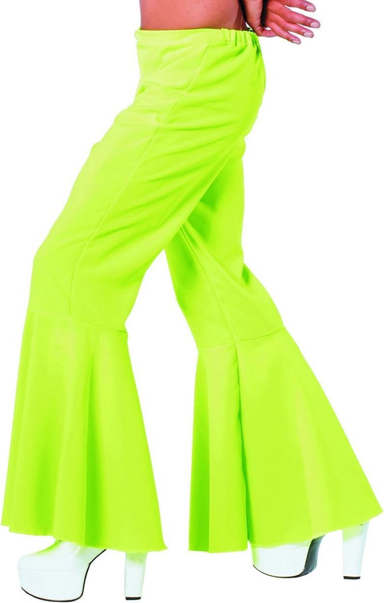Wilbers & Wilbers - Hippie Kostuum - Groene Hippie Broek Bi-Stretch - Groen - Maat 60 - Carnavalskleding - Verkleedkleding