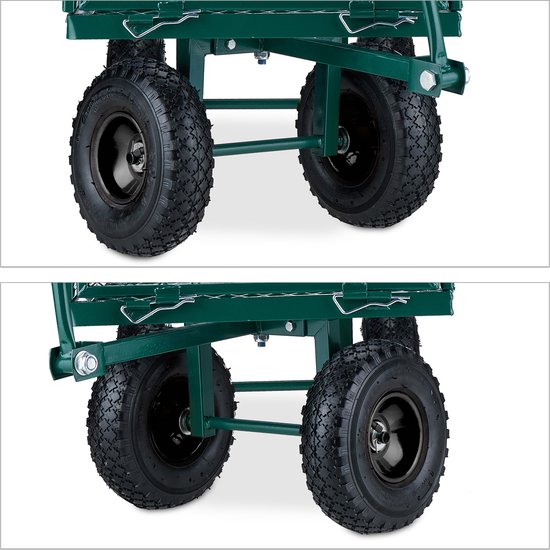 bolderkar - luchtbanden - draagvermogen 200 kg - transportkar staal - groen van VidaXL — afbeelding 4