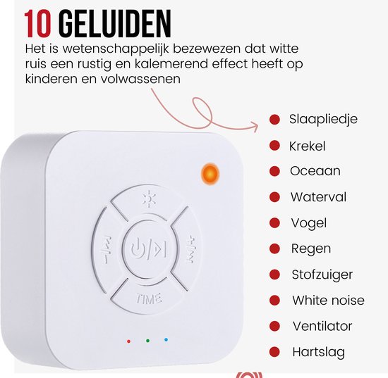 White Noise – White Noise Machine – White Noise Baby – Witte Ruis – Draadloos en Oplaadbaar Muziekdoosje