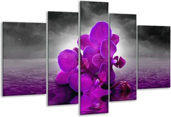Peinture sur verre d'orchidée | Violet, gris | 170x100cm 5 Liège | Tirage photo sur verre |  F005850