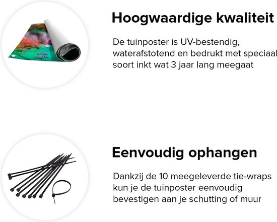 Gards Affiche de jardin Cascade en Automne avec Fleurs Colorées - 100x150 cm - Toile jardin - Décoration de jardin - Décoration murale extérieur - Tableau jardin