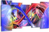 GroepArt - Canvas Schilderij - Abstract - Paars, Rood, Geel - 150x80cm 5Luik- Groot Collectie Schilderijen Op Canvas En Wanddecoraties