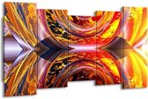 GroepArt - Canvas Schilderij - Abstract - Rood, Geel, Grijs - 150x80cm 5Luik- Groot Collectie Schilderijen Op Canvas En Wanddecoraties