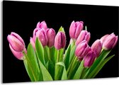 Peinture sur toile Tulipes | Rose, noir, vert | 140x90cm 1 Liège