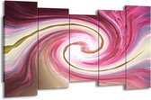 GroepArt - Canvas Schilderij - Abstract - Rood, Wit - 150x80cm 5Luik- Groot Collectie Schilderijen Op Canvas En Wanddecoraties