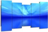 GroepArt - Canvas Schilderij - Natuur - Blauw, Wit - 150x80cm 5Luik- Groot Collectie Schilderijen Op Canvas En Wanddecoraties