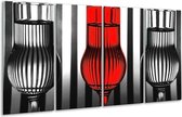 GroepArt - Glasschilderij - Glas - Rood, Zwart, Grijs - 160x80cm 4Luik - Foto Op Glas - Geen Acrylglas Schilderij - 6000+ Glasschilderijen Collectie - Wanddecoratie