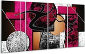 Peinture sur verre Abstrait | Rose, noir, blanc | 160x80cm 4 Liège | Tirage photo sur verre | F003460