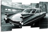 GroepArt - Canvas Schilderij - Auto, Oldtimer - Zwart, Grijs, Groen - 150x80cm 5Luik- Groot Collectie Schilderijen Op Canvas En Wanddecoraties