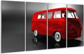 GroepArt - Glasschilderij - Auto - Rood, Zwart, Grijs - 160x80cm 4Luik - Foto Op Glas - Geen Acrylglas Schilderij - 6000+ Glasschilderijen Collectie - Wanddecoratie