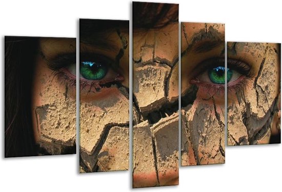 Peinture de visage en verre | Marron, vert, noir | 170x100cm 5 Liège | Tirage photo sur verre |  F000834
