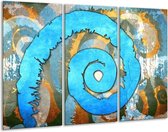 GroepArt - Schilderij -  Art - Blauw, Geel, Wit - 120x80cm 3Luik - 6000+ Schilderijen 0p Canvas Art Collectie