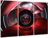 GroepArt - Schilderij -  Abstract - Rood, Zwart, Wit - 120x80cm 3Luik - 6000+ Schilderijen 0p Canvas Art Collectie