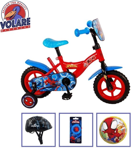 Vélo pour enfants Volare Spider-Man - 10 pouces - Doortrapper - Y compris casque de vélo et accessoires