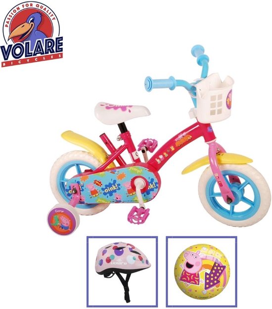Vélo pour enfants Volare Peppa Pig - 10 pouces - Doortrapper - Y compris casque de vélo et accessoires