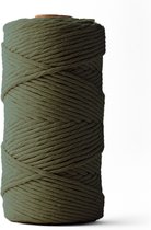 Ledent macramé touw, (3mm, 120M, Mosgroen), enkel getwist - van 100% geregenereerd katoenkoord - Macramé touw in verschillende kleuren voor creatieve projecten.